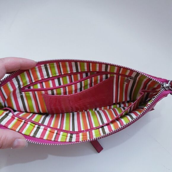 Nordstrom Pink Leather Candystripe Wristlet/Clutch - Picture 10 of 11